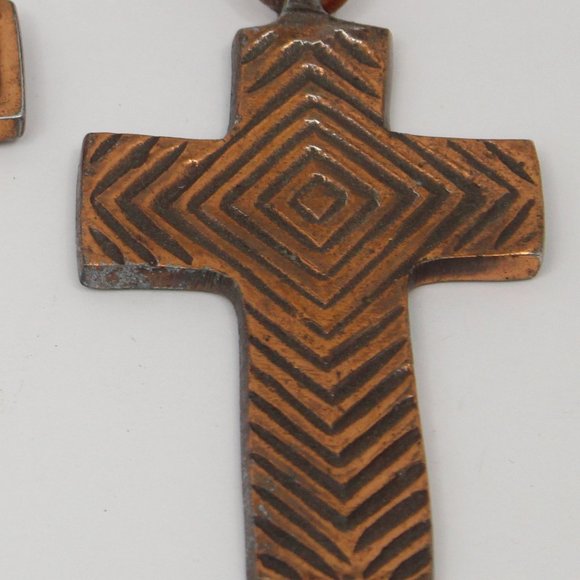 Copper Crosses (3) with Leather Ties - Picture 7 of 7